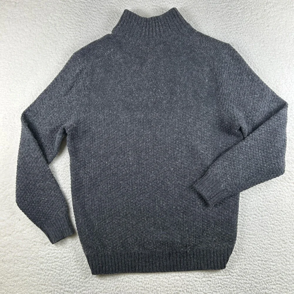 Vintage Lands' End Sweater Mens Large Mock Neck Waffle Knit Button Pullover